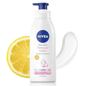 NIVEA Body Lotion Natural Glow,Cell Repair With Uva/Uvb Filters And Spf 15|50X Vitamin C For Even Skin Tone|Light Moisturisin