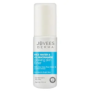 Jovees Derma 4% Niacinamide & Rice Water Toner Enriched With Rice Extracts for Glass Skin Glow | Hydrates Skin, Fades Blemish