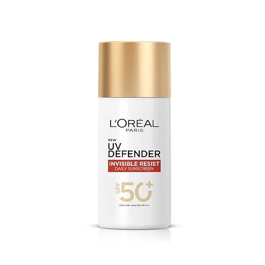 L'Oreal Paris Uv Defender Invisible Resist Daily Sunscreen Spf50+ Pa++++ 50Ml |All Skin Lightweight, Waterproof, Sweatproof &