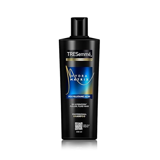 TRESemme Hydra Matrix Hydrating Shampoo 340ml with Polyglutamic Acid for 100H of Fluid Hair | Paraben Free Shampoo for Dry Ha