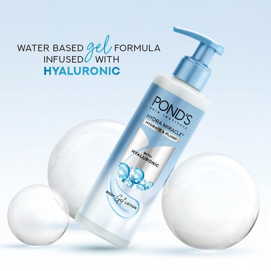 Pond's Hydra Miracle Hydrating Gel Body Lotion | Gives Hydrated Plump Skin| Hyaluronic Acid & Vitamin E & Niacinamide Infused Quick Absorbing Non-Sticky body gel moisturizer, 360ml