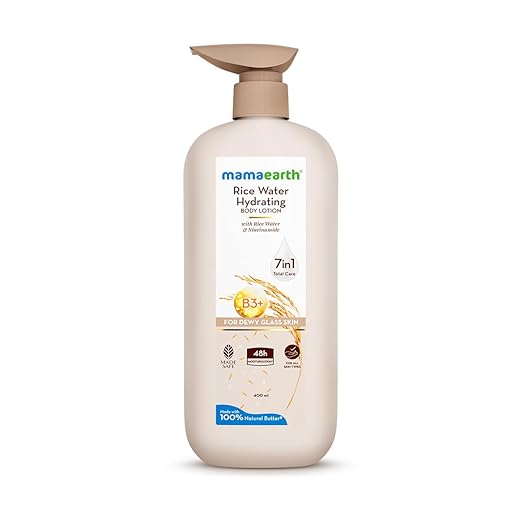Mamaearth Rice Water Hydrating Body Lotion with Rice Water & Niacinamide for Dewy Glass Skin | 48 Hrs Moisturizating & Nouris