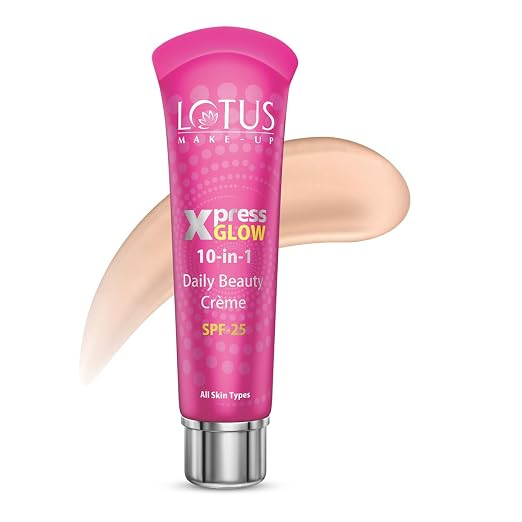 Lotus Makeup Xpress Glow 10 In 1 Daily Beauty Cream With Aloevera Extract | SPF 25 | Tinted | Moisturizes And Hydrates | Semi