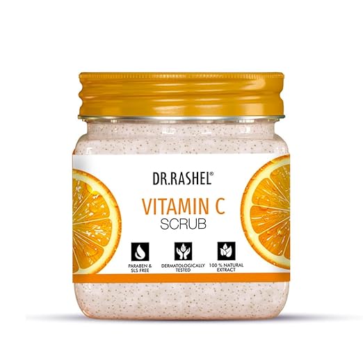 DR.RASHEL Exfoliator For Face & Body (Vitamin C Scrub, 380 ML) | All Skin |Deep Exfoliation | Dead Skin Remover| Tan Removal