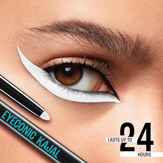 Lakme Eyeconic Kajal, Matte Waterproof Kohl, Smudgeproof Kajal Pencil that lasts 24 Hrs, White, 0.35g