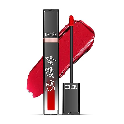 RENEE Stay With Me Matte Transferproof Liquid Lipstick- Rage of Red | Waterproof & Smudge-proof | Bold Pigment, Lightweight &