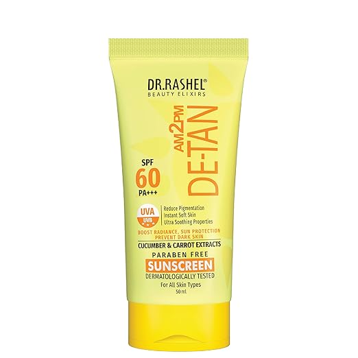 Dr.Rashel DE-TAN SUNSCREEN SPF 60 PA+++ ULTRA SOOTHING WITH CUCUMBER & CARROT EXTRACTS (50 ML)