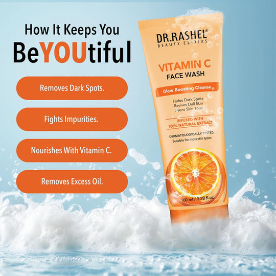 DR.RASHEL Vitamin C Face Wash Enriched with Goodness of Vitamin C with No Parabens, SLS, Silicones & Colour (100 ml)