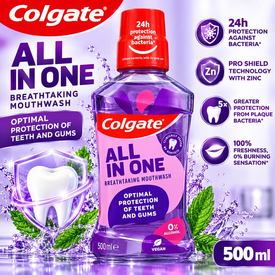 Colgate All In One Breathtaking Mouthwash 500ml | 24H Protection