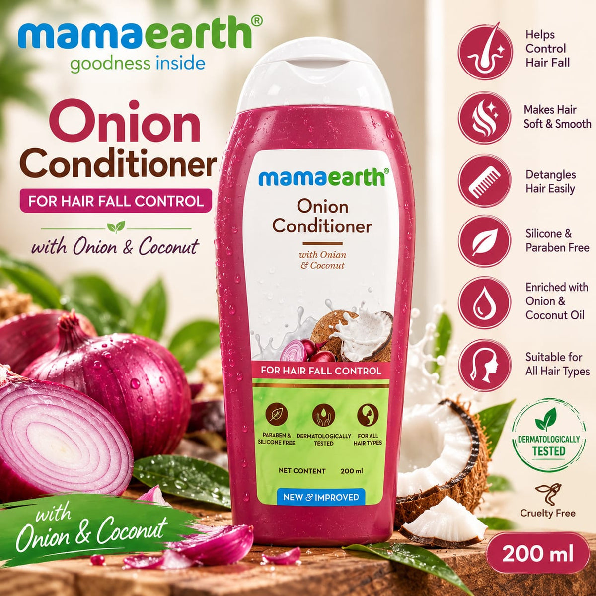 Mamaearth Onion Conditioner 200ml | Hair Fall Control