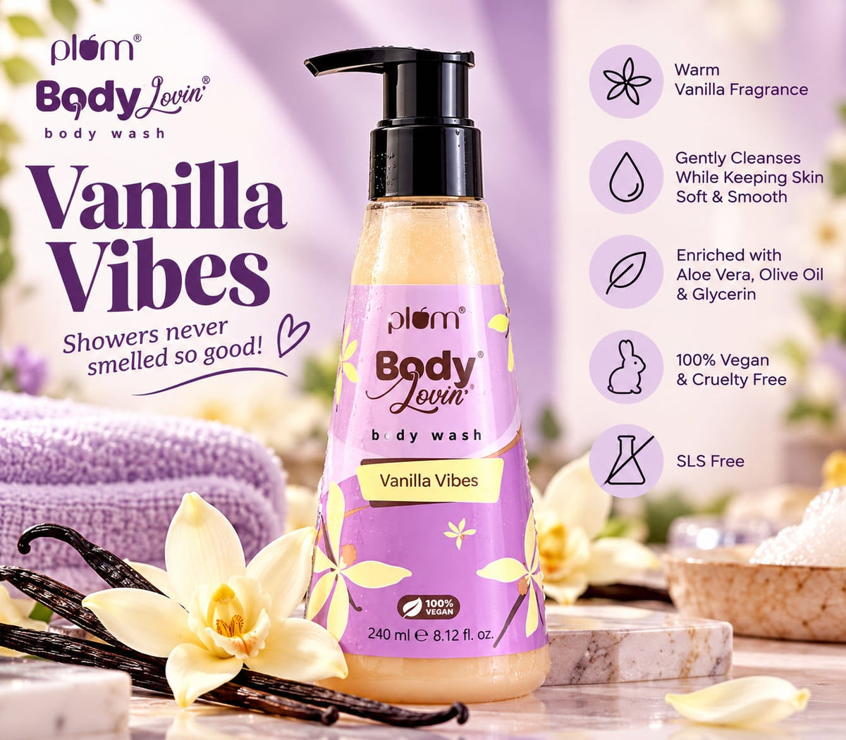 Plum BodyLovin' Vanilla Vibes Body Wash 240ml