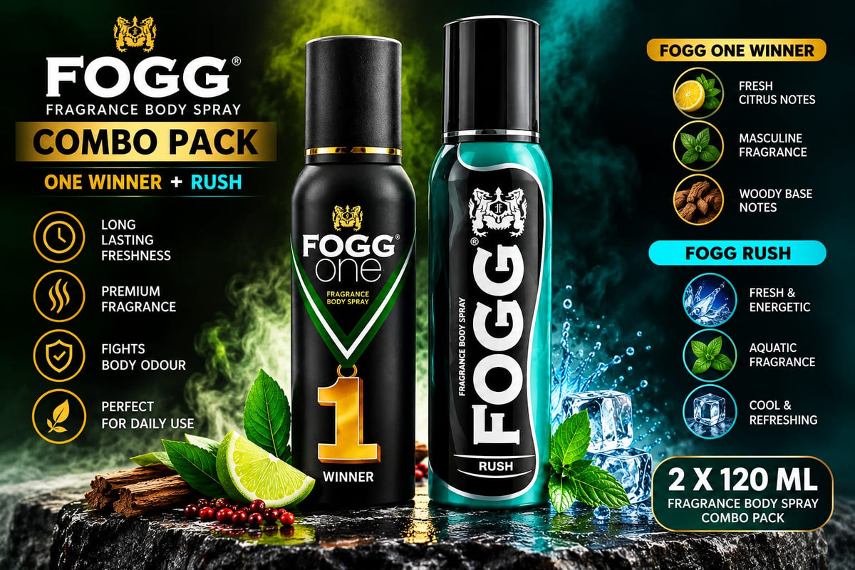 FOGG One Winner + Rush Body Spray Combo Pack 120ml+150ml