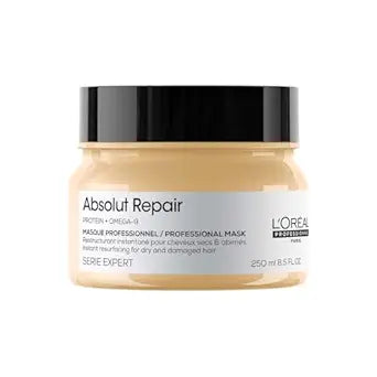 L'Oréal Professionnel Absolut Repair Mask for Dry & Damaged Hair - 250ml | Professional mask for Strengthening and Repairing Hair, With Protein & Omega-9, For Men & Women