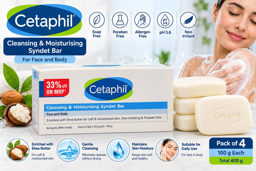 Cetaphil Cleansing & Moisturising Syndet Bar 100g Pack of 4