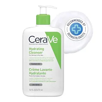 CeraVe Hydrating Cleanser For Normal To Dry Skin (473ml) - Non-Foaming Face Wash with Hyaluronic Acid And Ceramides | Non-Com