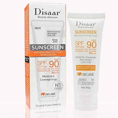 DISAAR BEAUTY Sunscreen SPF 90 PA+++, High Protection Oil-Free Sunblock with UVA/UVB Defense, Moisturizing and Lightweight Fo
