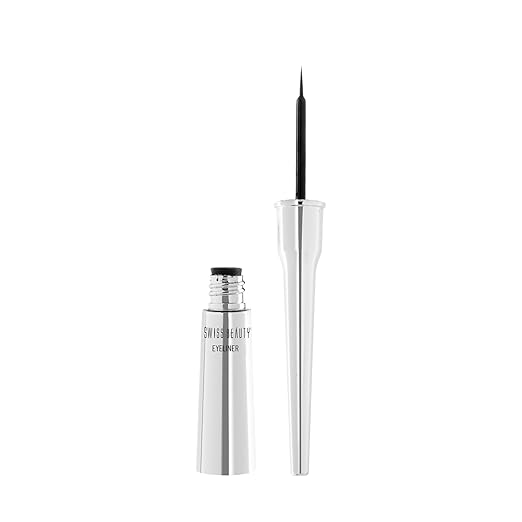Swiss Beauty Jet Black Liquid Eyeliner | Long Lasting | Waterproof | Smudge Proof & One Stroke Application | 4ml