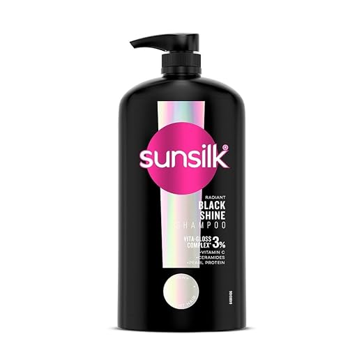 Sunsilk Stunning Black Shine Shampoo 1 L|| With Amla + Oil & Pearl Protein|| Gives Shiny|| Moisturised and Fuller Hair - Paraben Free