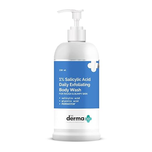 The Derma Co 1% Salicylic Acid Daily Exfoliating Body Wash with Salicylic Acid, Glycolic Acid & PENTAVITIN® - 250ml | | Helps