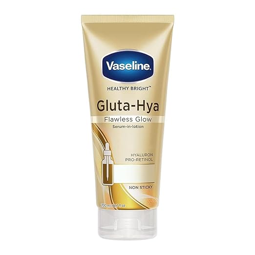 Vaseline Gluta-Hya Flawless Glow Lotion for Face & Body | Gives Brighter Skin | Glutathione & Pro-Retinol Infused Moisturizer