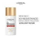 L'Oreal Paris Uv Defender Invisible Resist Daily Sunscreen Spf50+ Pa++++ 50Ml |All Skin Lightweight, Waterproof, Sweatproof &