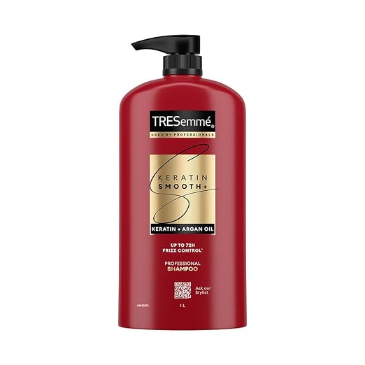 TRESemmé Keratin Smooth+ Shampoo 1000ml | 72H Frizz Control with Keratin Protein & Argan Oil | Paraben Free Smoothening Shamp