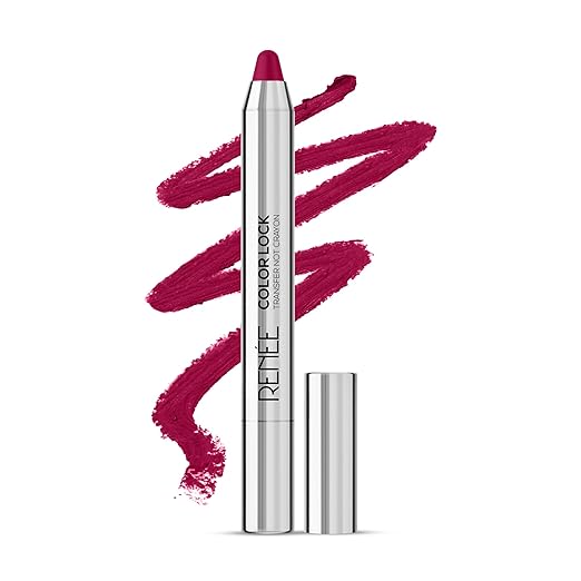 RENEE Colorlock Transfer Not Lip Crayon with Sharpener, SPF 20, Waterproof, Smudgeproof, Lightweight & Long Lasting, Intense 