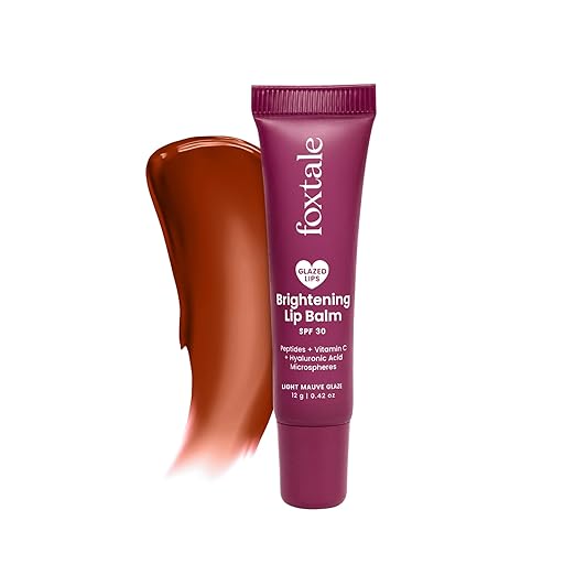 Foxtale SPF 30 Brightening Lip Balm for Dark Lips with Peptides & Vitamin C | Brightens | Hydrates | Tinted Lip Balm - Light 