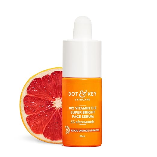 DOT & KEY 10% Vitamin C + E Serum with 5% Niacinamide,for Glowing Skin,Fades Dark Spots & Hyperpigmentation,Infused with Bloo