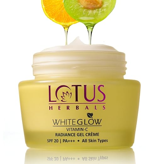 Lotus Herbals WhiteGlow Vitamin C Gel Cream | Reduces Dark Spots | Unique Gel + Face Cream Formula | 100x More Vitamin C | Bo