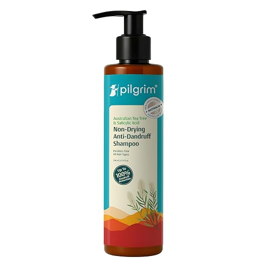 Pilgrim Australian Tea Tree Non-Drying Anti-Dandruff Shampoo 200 ml | Removes Dandruff from Source | Helps with Itching, Irri