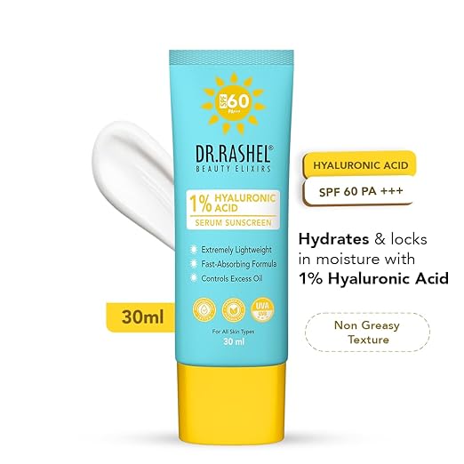 DR.RASHEL Hyaluronic Acid Serum Sunscreen, SPF 60, Lightweight Formula, 30 ml