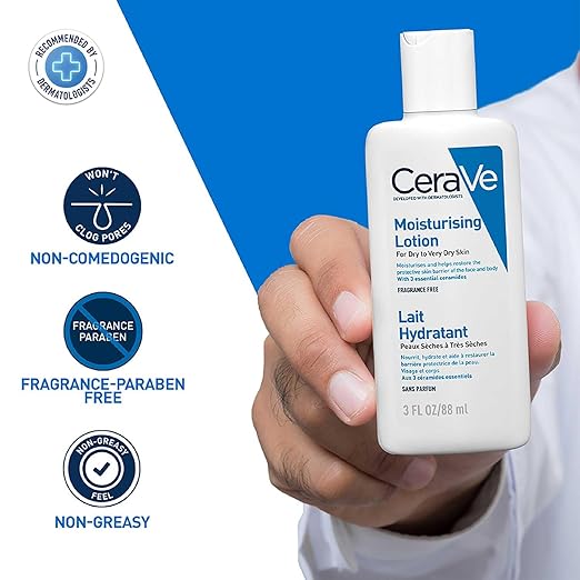 CeraVe Moisturizing Lotion For Dry Skin (88ml) - Formulated With 3 Essential Ceramides And Hyaluronic Acid | Non-Comedogenic, Oil Free And Fragrance-Free Body Lotion