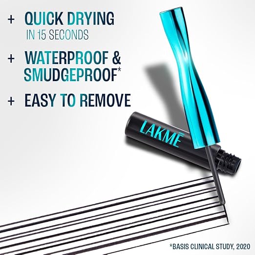LAKME 9to5 Eyeconic Waterproof Liquid Eyeliner, Intense Black, 4.5 ml, for Precise Eye Definition, with Quick-Dry Formula, Sm