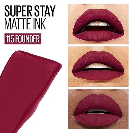 Maybelline New York SuperStay Matte Ink Liquid Lipstick - Founder, Highly pigmented, Transfer Proof & Fade Proof. Maybelline 
