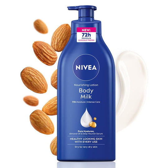NIVEA Nourishing Body Milk 600ml Body Lotion with Hyaluronic Acid | 72Hr Hydration | Deep Moisture Care for Very Dry Skin | E