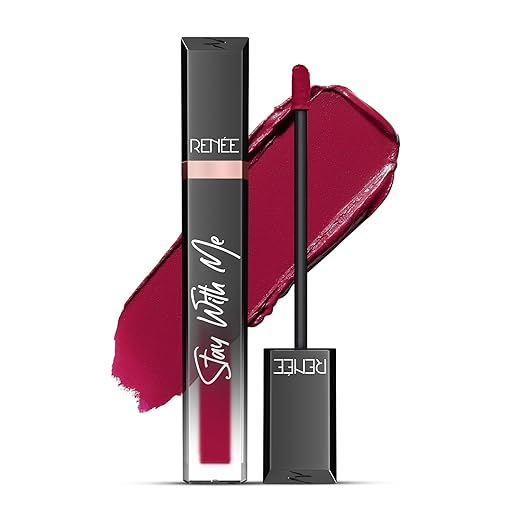 RENEE Stay With Me Matte Transferproof Liquid Lipstick- Dose of Rose | Waterproof & Smudge-proof | Bold Pigment, Lightweight 