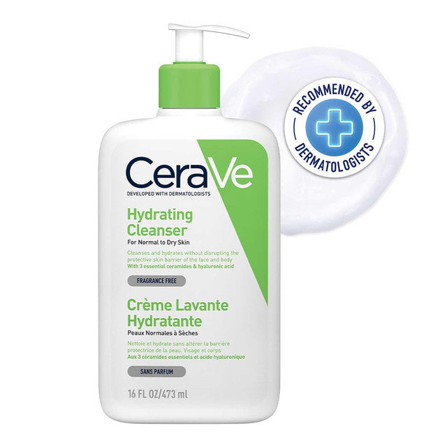 CeraVe Hydrating Cleanser For Normal To Dry Skin (473ml) - Non-Foaming Face Wash with Hyaluronic Acid And Ceramides | Non-Com