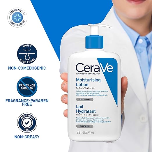 CeraVe Moisturizing Lotion For Dry Skin (473ml) - Formulated With 3 Essential Ceramides And Hyaluronic Acid | Non-Comedogenic, Oil Free And Fragrance-Free Body Lotion