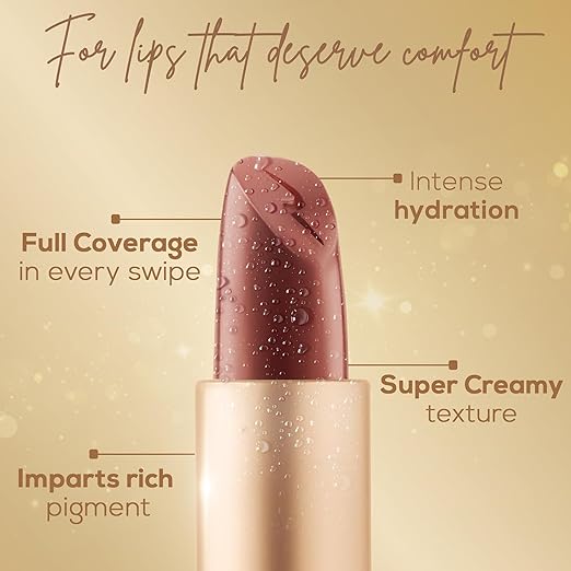 RENEE H2O Hydrating Creme Lipstick - Brown Bay, Super Glossy, Lightweight, Non-drying & Hydrating, Easy Glides Formula with Intense Pigment, Shea Butter, Hyaluronic Acid, Jojoba Oil Infused