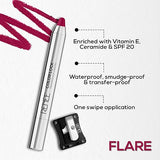 RENEE Colorlock Transfer Not Lip Crayon with Sharpener, SPF 20, Waterproof, Smudgeproof, Lightweight & Long Lasting, Intense 