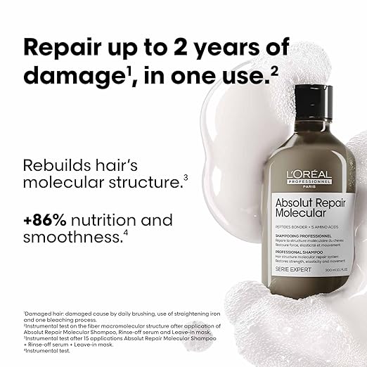 L'Oréal Professionnel Absolut Repair Molecular Sulfate-Free Deep Repairing Shampoo for Damaged Hair