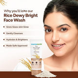 Mamaearth Rice Dewy Bright Face Wash With Rice Water & Niacinamide for Glass Skin | For Hydrated & Even Tone | Glowing & Brig