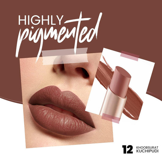 MARS Creamy Matte Long Lasting Lipstick for Women | Creamy Lipstick | Single Swipe Application | Smooth & Light Weight (3.2 gm) (12-Khoobsurat Kuchipudi)
