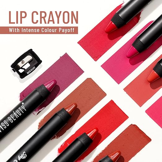 Swiss Beauty Matte Long Lasting Stay Maxx Lip Crayon Lipstick | Matte Finish | 12-Hour Stay | Smudge Proof | Lightweight | Shade-Ash Red, 3.5g