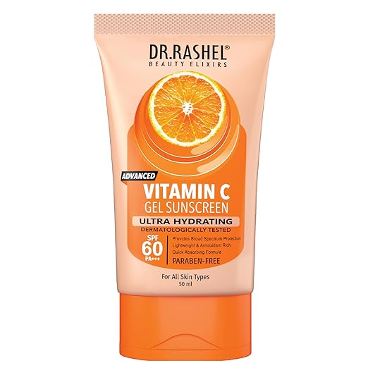 DR.RASHEL VITAMIN C GEL SUNSCREEN SPF 60 PA +++ ULTRA HYDRATING PROVIDE BROD SPECTRUM PROTECTION LIGHT WEIGHT THAT PROTECTS A