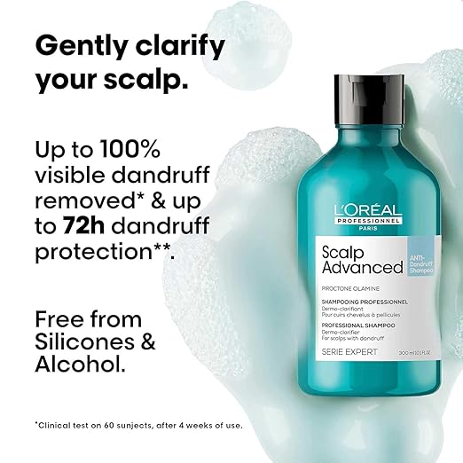 L'Oréal Professionnel Scalp Advanced Anti-Dandruff Dermo-Clarifier Shampoo 300ml | Removes Dandruff & Gently Clarifies the Scalp with Piroctone Olamine | For Men & Women