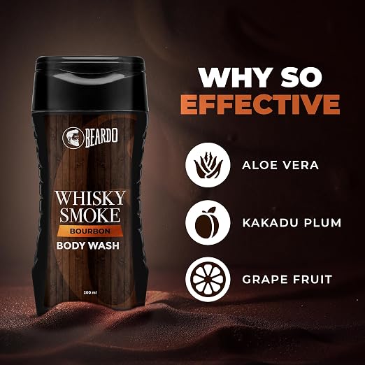 Beardo Whisky Smoke Bodywash 200ml | Bold Whisky Smoke-Inspired Fragrance | Deep Cleansing & Hydrating Formula for Fresh, Smooth Skin | Perfumed Body wash