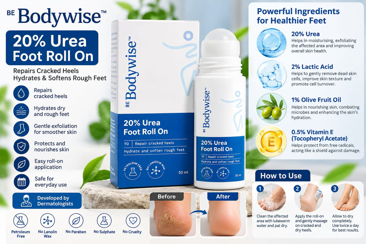 Be Bodywise 20% Urea Foot Roll On 50ml | For Dry & Cracked Heels