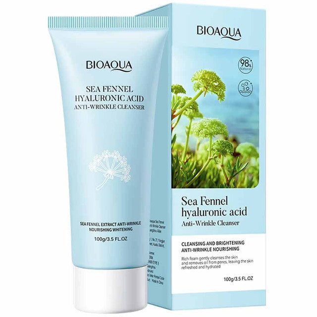 BIOAQUA Sea Fennel Hyaluronic Acid Facial Cleanser skincare Moisturizing Firming Brightening Face Wash Foam Face Cleanser 100G